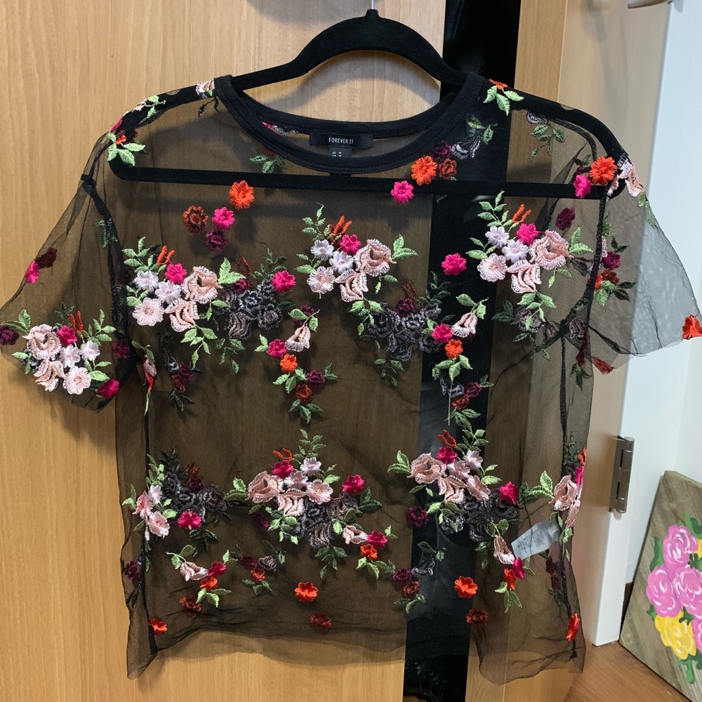 Sheer Embroidered Blouse